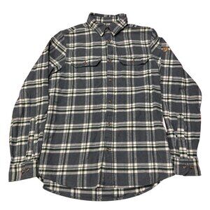 Fjallraven Plaid Flannel Shirt Men's S Comfort Fit Embroidered Native Fish Comfy